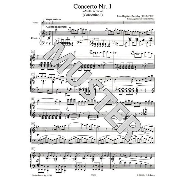 Edition Peters Accolay Concerto Nr.1 Violin