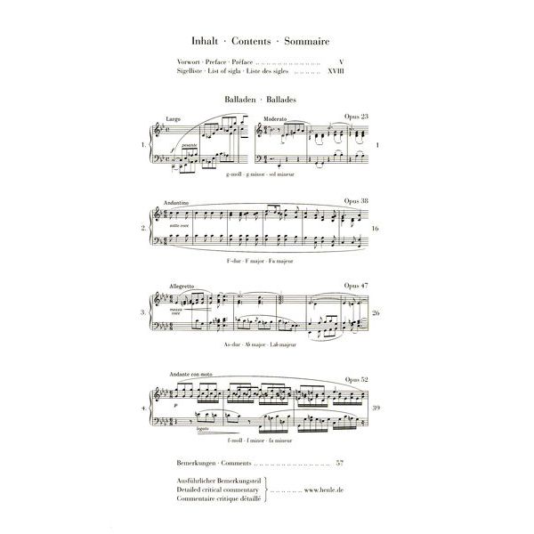 Henle Verlag Chopin Ballades