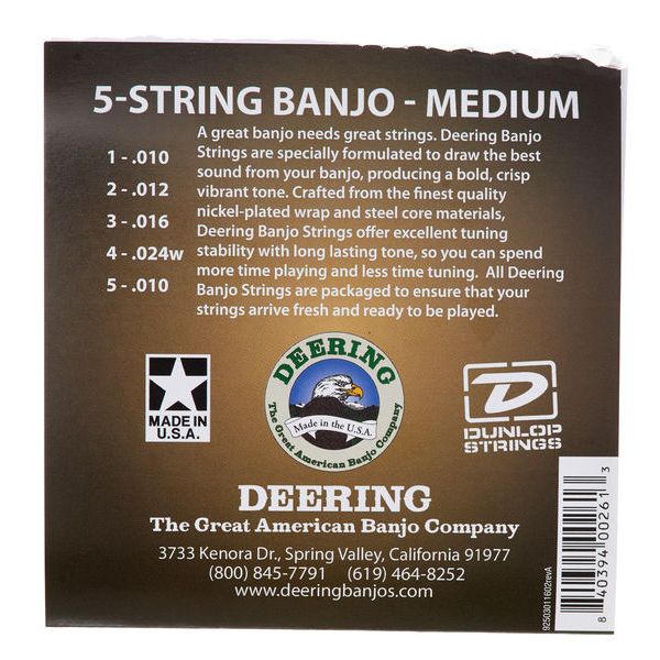 Deering 5 String Banjo Medium Set