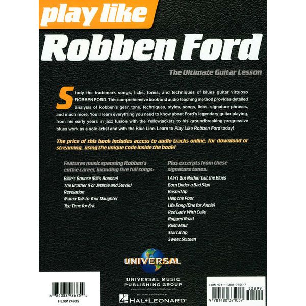 Hal Leonard Play Like Robben Ford