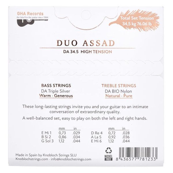 Knobloch Strings Duo Assad DA 34.5 High Tension