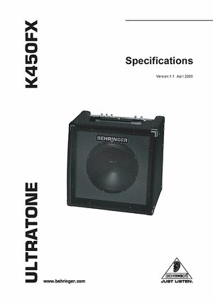 Behringer Behringer K450FX Ultratone Combo Amp behr018 Black Vinyl Cover w/Piping 