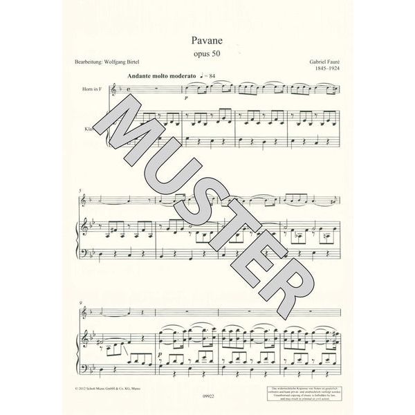 Schott Fauré Pavane Horn